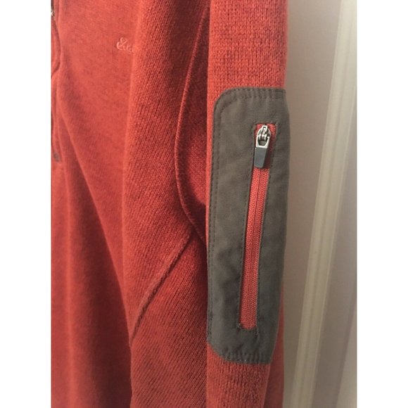 Eddie Bauer Men’s‎ Sz XXL 1/4 Zip Pullover Sweater Orange ZIP Sleeve - Picture 3 of 5